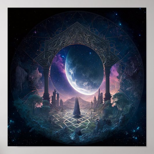Buitenruimte Surrealistische Fantastische kunst Poster (Voorkant)