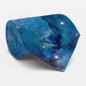 Buitenruimte Turquoise Blue Galactic Starry Sky Stropdas (Opgerold)