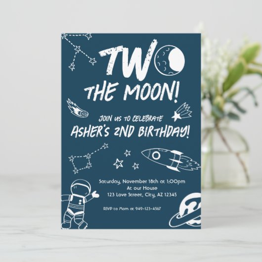 Buitenruimte Twee de maan 2de verjaardag Kaart (Staand voorkant)