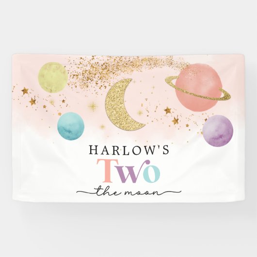 Buitenruimte Twee de maan 2de verjaardag Spandoek (Horizontaal)