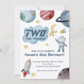 Buitenruimte Twee: de maan 2de verjaardag Uitnodig Kaart (Voorkant)