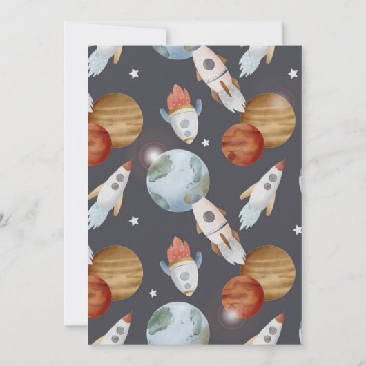 Buitenruimte Twee: de maan 2de verjaardag Uitnodig Kaart (Achterkant)