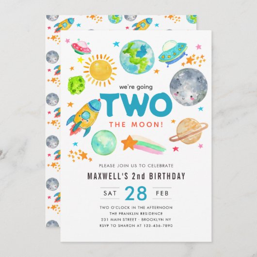 Buitenruimte Twee: de maan 2de verjaardag van de m Kaart (Voorkant / Achterkant)