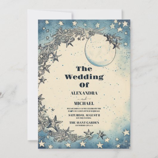 Buitenruimte Universum Galaxy Blue bruiloft Kaart (Voorkant)