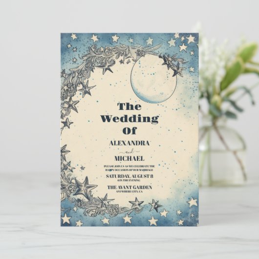 Buitenruimte Universum Galaxy Blue bruiloft Kaart (Staand voorkant)