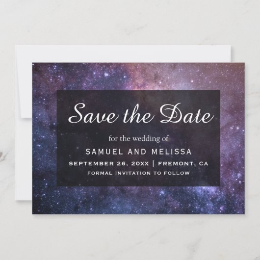 Buitenruimte Universum Galaxy Bruiloft Save The Date (Voorkant)