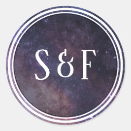 Buitenruimte Universum Galaxy Monogram Envelop Afd Ronde Sticker