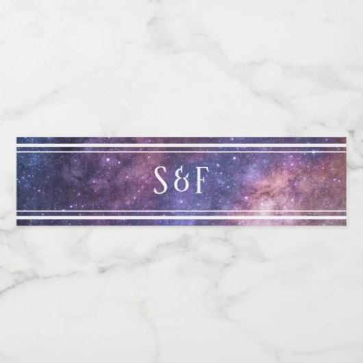 Buitenruimte Universum Galaxy Monogram Waterfles Etiket (Enkel label)