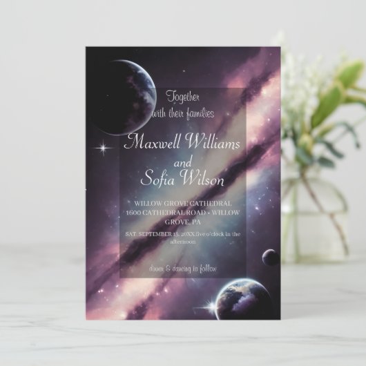 Buitenruimte Universum Paarse Galaxy bruiloft Alle Kaart (Staand voorkant)