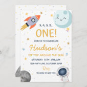 buitenruimte verjaardag uitnodiging astronaut uitn (Voorkant / Achterkant)