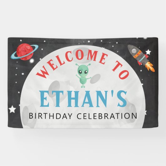 Buitenruimte Verjaardag Vinyl Welkomstbanner Spandoek (Horizontaal)