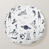 Buitenruimte Zonnestelsel Astronaut Spaceship Flee Rond Kussen (Voorkant)