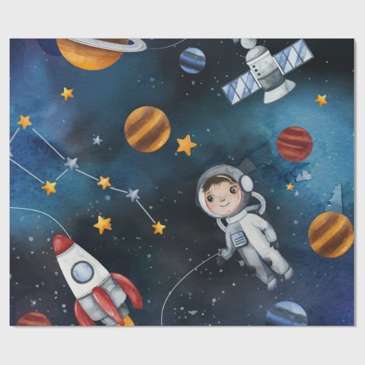 Buitenruimteastronaut Cadeaupapier (Vlak)