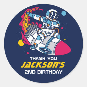 Buitenruimteastronaut kinderen Birthday Party Ronde Sticker
