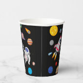 Buitenruimteastronaut ruimtevoetplaneten verjaart papieren bekers (Rechts)