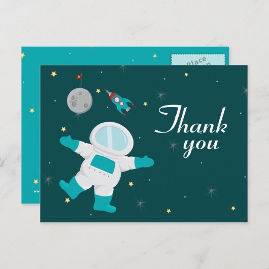 Buitenruimteastronaut verjaardag bedankt briefkaar briefkaart (Voorkant / Achterkant)