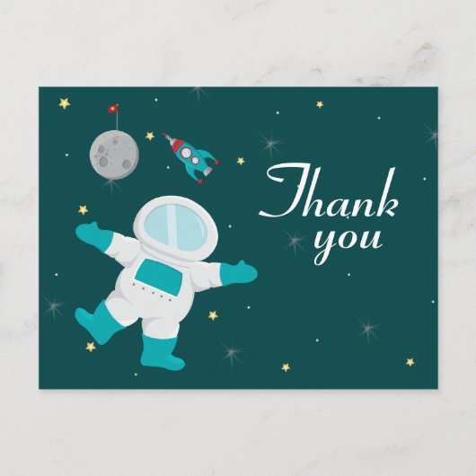 Buitenruimteastronaut verjaardag bedankt briefkaar briefkaart (Voorkant)