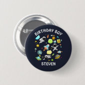 Buitenruimteastronauten en Rockets Pattern Birthda Ronde Button 5,7 Cm (Voorkant /achterkant)