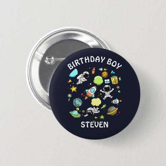 Buitenruimteastronauten en Rockets Pattern Birthda Ronde Button 5,7 Cm (Voorkant /achterkant)