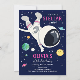 Buitenruimteastronautenplaneten Galaxy Girl Birthd Kaart