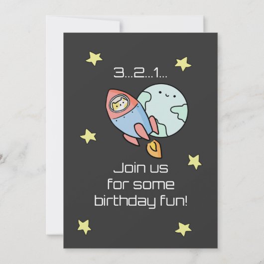 Buitenruimtecatten Verjaardagse uitnodiging Spint (Achterkant)