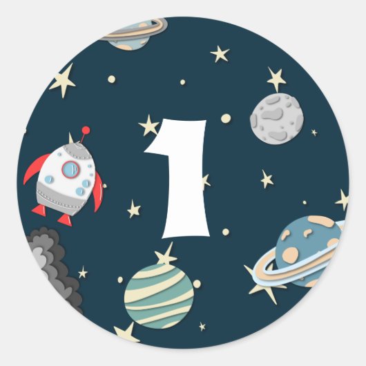 Buitenruimtecentrales en raketsterrenstelsel, eers ronde sticker (Voorkant)