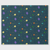 Buitenruimtecentrales en sterren in onbekende melk cadeaupapier (Vlak)