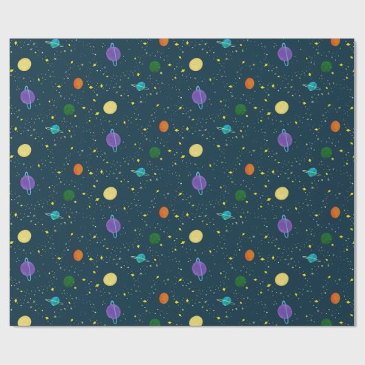 Buitenruimtecentrales en sterren in onbekende melk cadeaupapier (Vlak)