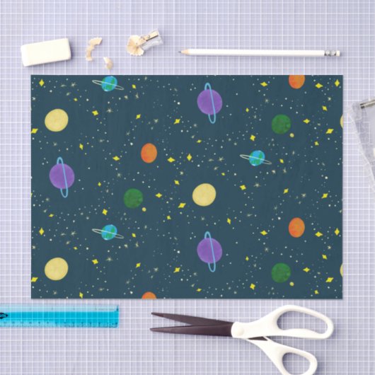 Buitenruimtecentrales en sterren in onbekende melk tissuepapier (Craft)