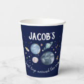 Buitenruimtecentrales Galaxy First Trip Boy Birthd Papieren Bekers (Achterkant)