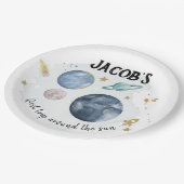 Buitenruimtecentrales Galaxy Gold Blue Boy Birthda Papieren Bordje (Gekanteld)