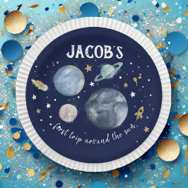 Buitenruimtecentrales Galaxy Gold Blue Boy Birthda Papieren Bordje