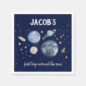 Buitenruimtecentrales Galaxy Gold Blue Boy Birthda Servet (Voorkant)