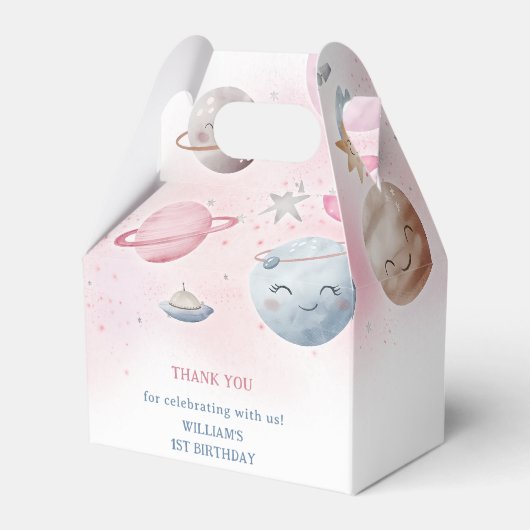 Buitenruimtecentrales Jongen Galaxy First Trip Bir Bedankdoosjes (Voorkant Zijde)