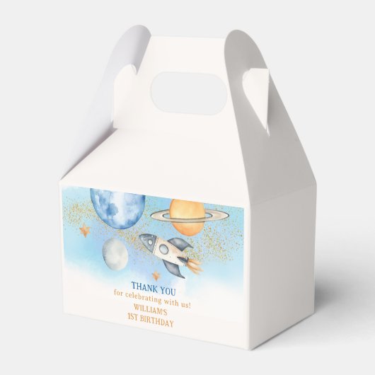 Buitenruimtecentrales Jongen Galaxy First Trip Bir Bedankdoosjes (Voorkant Zijde)