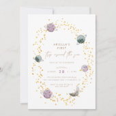 Buitenruimtecentrales - Meisjes Gold 1e verjaardag Kaart (Voorkant)