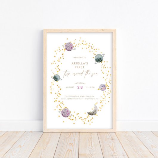 Buitenruimtecentrales - Meisjes Gold 1e verjaardag Poster