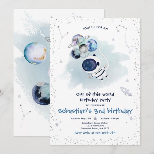 Buitenruimtefeest uit deze wereld  kaart (Voorkant / Achterkant)