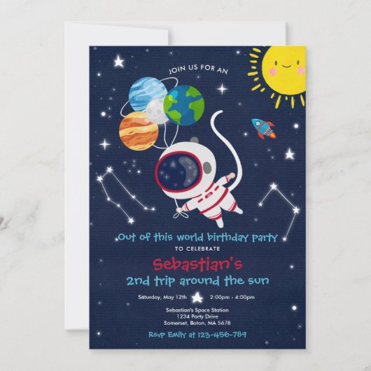 Buitenruimtefeest uit deze wereld kaart (Voorkant)