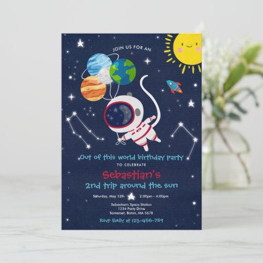 Buitenruimtefeest uit deze wereld kaart (Staand voorkant)