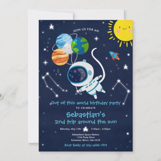 Buitenruimtefeest uit deze wereld kaart (Voorkant)