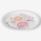 Buitenruimtelichten Galaxy Pink Girl 1e verjaardag Papieren Bordje (Gekanteld)