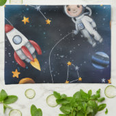 Buitenruimtemonster sterren Astronaut gepersonalis Theedoek (Gevouwen)