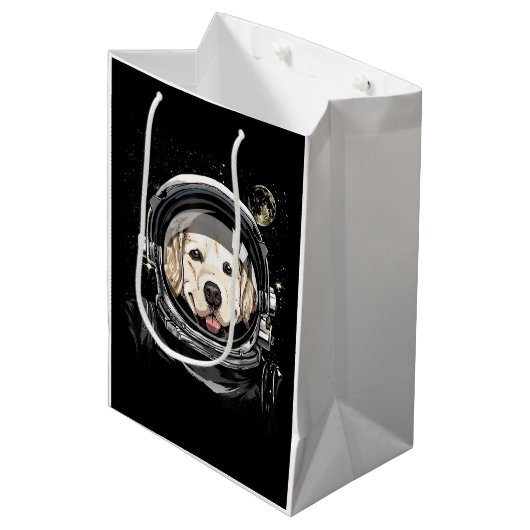 Buitenruimtesatronaut Golden Retriever Lover Pet D Medium Cadeauzakje (Voorkant Gekanteld)