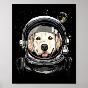 Buitenruimtesatronaut Golden Retriever Lover Pet D Poster