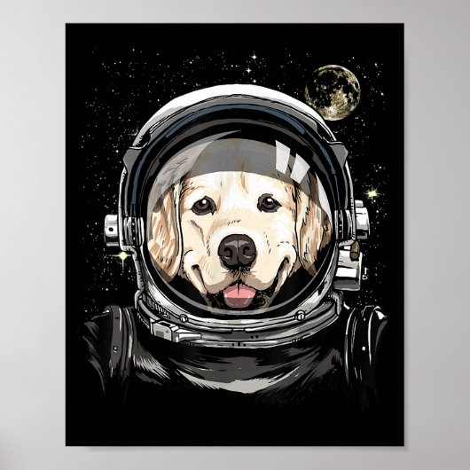 Buitenruimtesatronaut Golden Retriever Lover Pet D Poster (Voorkant)