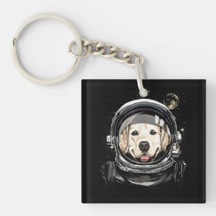 Buitenruimtesatronaut Golden Retriever Lover Pet D Sleutelhanger