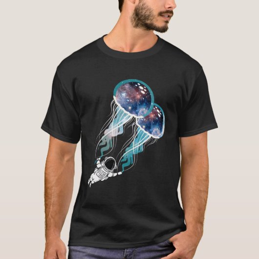Buitenruimtesatronaut Jellyfish Galaxy Diver Surfe T-shirt (Voorkant)