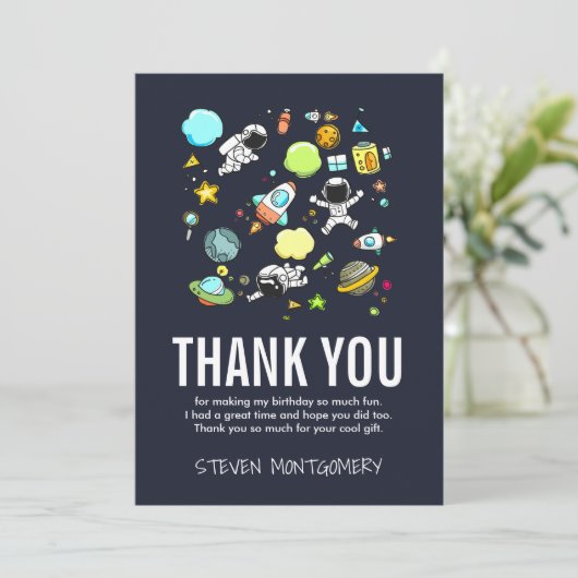 Buitenruimtetoestel en Rockets Pattern Dank u Bedankkaart (Staand voorkant)