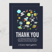 Buitenruimtetoestel en Rockets Pattern Dank u Bedankkaart (Voorkant / Achterkant)